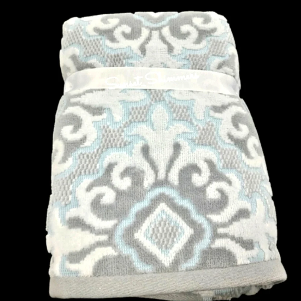 x2 Hotel Vendome Damask Luxury Madallion Hand TOWEL Set Velour New